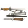 Image 1 : Second Pattern Luftwaffe Officers Dagger with Sheath, Portapee, Hanger and Paratrooper Gravity Knife