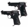 Image 1 : Collector's Lot of Two WWII Beretta Semi-Automatic Pistols -A) Beretta Model 1934 Blank Slide Semi-A