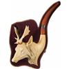 Image 1 : Extremely Large Finely Detailed Meerschaum and White Stag Horn Pipe, Carved in the Shape of a Caribo