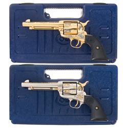 Two Cased Commemorative Colt Cowboy Model Single Action Revolvers -A) Colt Cowboy American Cowgirl T