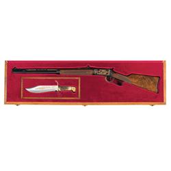 Winchester Model 94 Texas Sesquicentennial Lever Action Rifle and Knife in Display Case