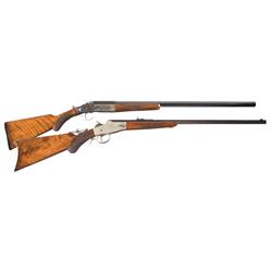 Two Davenport Long Guns -A) Davenport Single Barrel Shotgun   B) Davenport Single Shot Rifle with