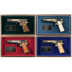 Four Cased U.S. Military Commemorative Pistols with Matching Serial Number -A) Cased Auto Ordnance U