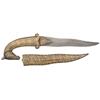 Image 1 : Damascus Dagger with Unique Horse Head Pommel and Gold Inlay