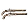 Image 1 : Magnificent Pair of 18th Century Gold Inlaid, Silver-Mounted, Liege Proofed Flintlock Pistols -A) 18