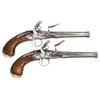 Image 1 : Pair of Freeman Queen Anne Flintlock Pistols -A) Freeman Queen Anne Flintlock Pistol with Silver Acc