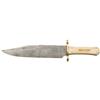Image 1 : E. Barnes Sheffield Bowie Knife with Ivory Scales and Etched Blade