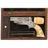 Image 1 : Cased Factory Engraved Carved Ivory Stocked Sharps Model 2A Four Barrel Pepperbox Pistol with Access