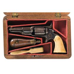 Cased Colt "Root" Model 1855 Sidehammer Pocket Percussion Revolver With Ivory Checkered Grips