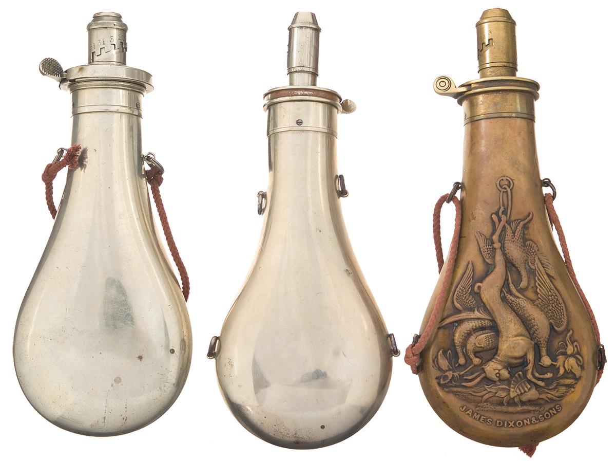 Three James Dixon & Sons Powder Flasks