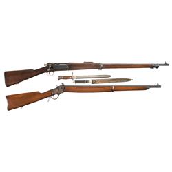 Two U.S. Military Longarms -A) U.S. Springfield Model 1898 Krag Bolt Action Rifle with Bayonet   
