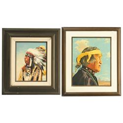 Two Native American Painted Portraits