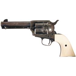 Pre-War Colt Single Action Army Revolver with Custom Ivory Grips
