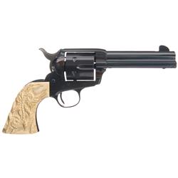 Colt Frontier Six Shooter Single Action Army Revolver with Carved Ivory Grips