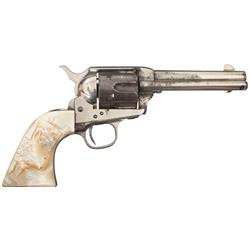 Blackpowder Etched Panel Colt Frontier Six Shooter Single Action Army Revolver with Carved Pearl Ste
