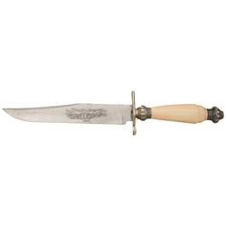 Bowie Knife with Silver Fittings and Ivory Grip