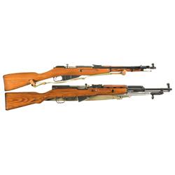 Two Military Carbines -A) Polish Mosin-Nagant Model 44 Bolt Action Carbine with Sling and Bayonet <b