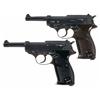 Image 1 : Two P-38 Semi-Automatic Pistols -A) P-38 Pistol with Mauser "byf/43" Code Slide   B) East German 
