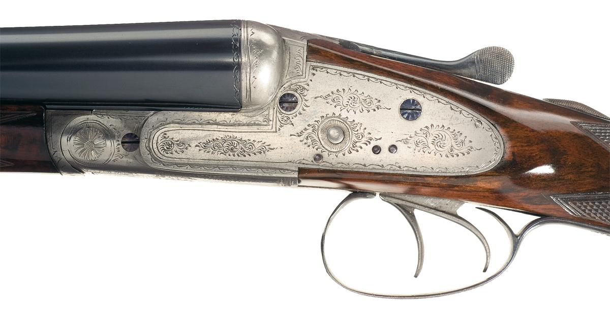 Engraved A. Allan Side Lock Double Barrel Shotgun