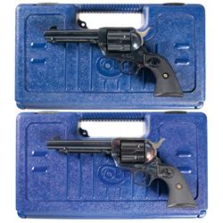 Two Cased Colt Cowboy Revolvers -A) Colt Cowboy Single Action Army Revolver with Case   B) Colt C