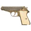 Image 1 : Rare Gold-Plated Factory Engraved Walther Model  PP Wartime Commercial Pistol with Ivory Grips