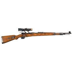 Rare WWII German J. P. Sauer K98 Sniper Rifle with Swept Back Style Scope Mount and ZF 4 Scope
