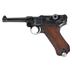 Mauser "S/42" Code 1937 Production Luger Pistol with Matching Magazine and Holster