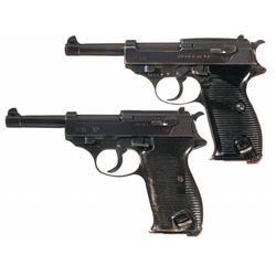 Two P-38 Semi-Automatic Pistols -A) Walther "ac 43" Code P-38 Pistol   B) Post-War French Proofed