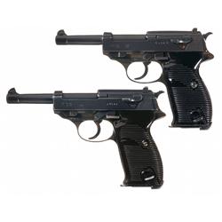 Two Nazi P-38 Pistols -A) Mauser "byf/ 44" Code P-38 Pistol with English Ownership Certificate   