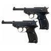 Image 1 : Two Nazi P-38 Pistols -A) Mauser "byf/ 44" Code P-38 Pistol with English Ownership Certificate   