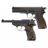 Image 1 : Two WWII Nazi Semi-Automatic Pistols -A) Fabrique Nationale P-35 Nazi Occupation Pistol   B) Walt