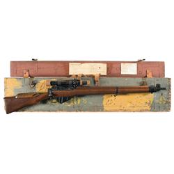 Excellent WWII British No. 4 MKI (T) Enfield Sniper Rifle with Wooden Crate
