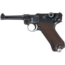 Mauser S/42 Code, 1938 Production Luger Pistol with Holster and Extra Magazine