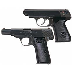 Two German Semi-Automatic Pistols -A) Early Sauer Model 38 H Semi-Automatic Pistol with Military Acc