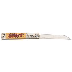 Michael Walker Folding Knife with Scrimshaw Ivory Scales