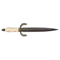 Fred Carter Engraved Gold and Silver Inlaid Dagger with Ivory Handle