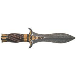Outstanding Engraved and Gold Plated Jim Ence Damascus Dagger