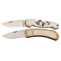 Two Jimmy Lile Folding Knives with Ivory Inlays
