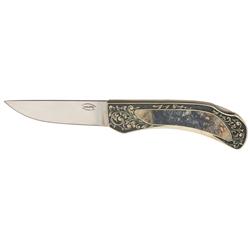 Engraved Jim Sornberger Folding Knife with Marble Inlays