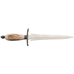Dennis Friedly Dagger with Ivory Handle and Damascus Fittings