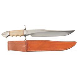 Willie Rigney Bowie Knife with Ivory Handle and Sheath