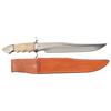 Image 1 : Willie Rigney Bowie Knife with Ivory Handle and Sheath