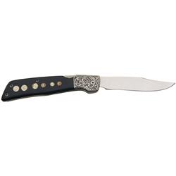 Engraved Norm Levine Folding Knife