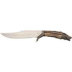 Andrews Custom Bowie Knife with Silver Fittings and a Figural Boar's Head Pommel