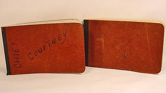 LOT OF 2 VINTAGE POLICE LOG BOOKS - CHIEF COURTNEY