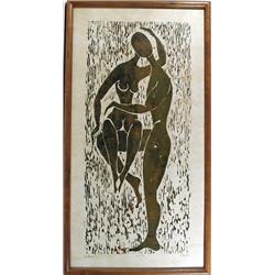 Evan Loen, Embrace, Woodcut