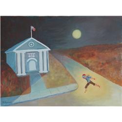 David Schwab, Hiding from Justice, Oil Painting 