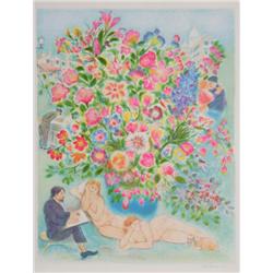 Ira Moskowitz, Floral Lithograph