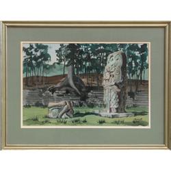 Mabel Scott, Ruins Abstract Watercolor