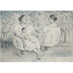 Francisco Zuniga, Yucatecas en la Parque, State II, Lithograph 